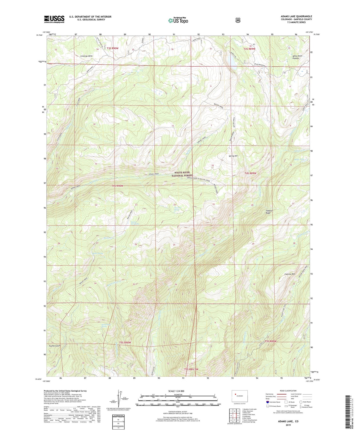 Adams Lake Colorado US Topo Map Image