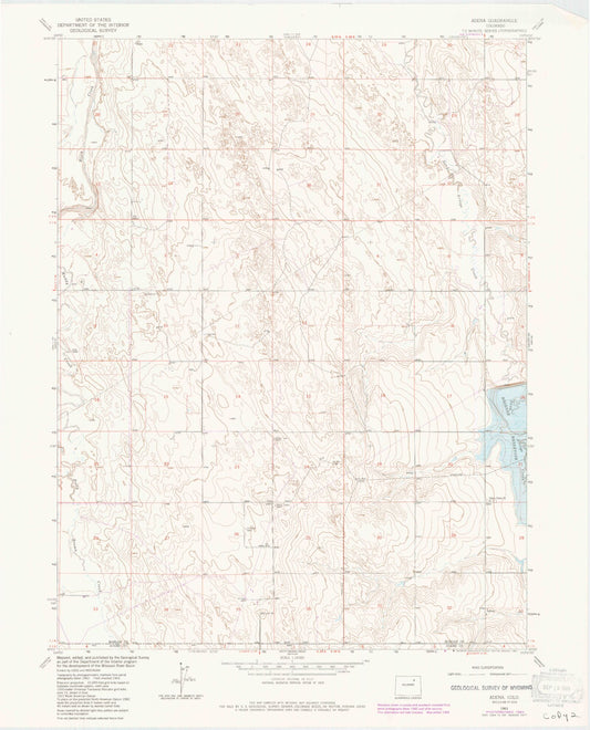 Classic USGS Adena Colorado 7.5'x7.5' Topo Map Image