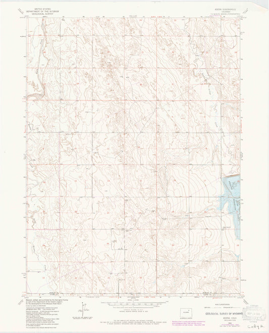 Classic USGS Adena Colorado 7.5'x7.5' Topo Map Image