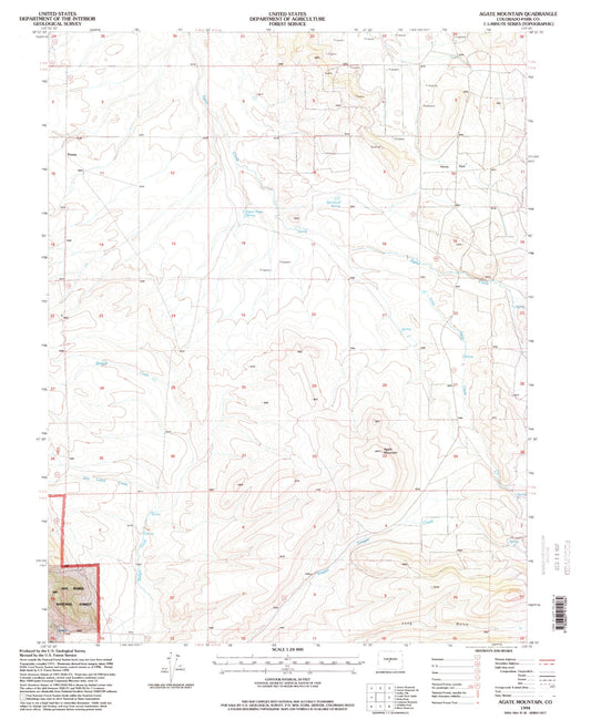 Classic USGS Agate Mountain Colorado 7.5'x7.5' Topo Map Image