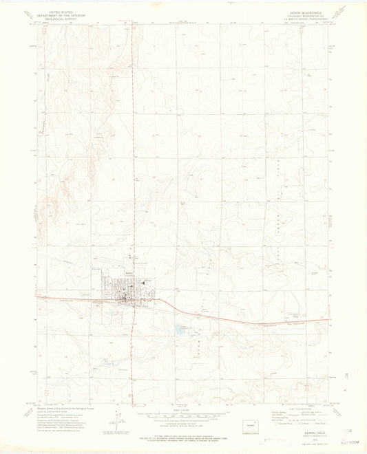 Classic USGS Akron Colorado 7.5'x7.5' Topo Map Image