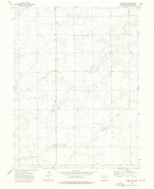 Classic USGS Akron SW Colorado 7.5'x7.5' Topo Map Image