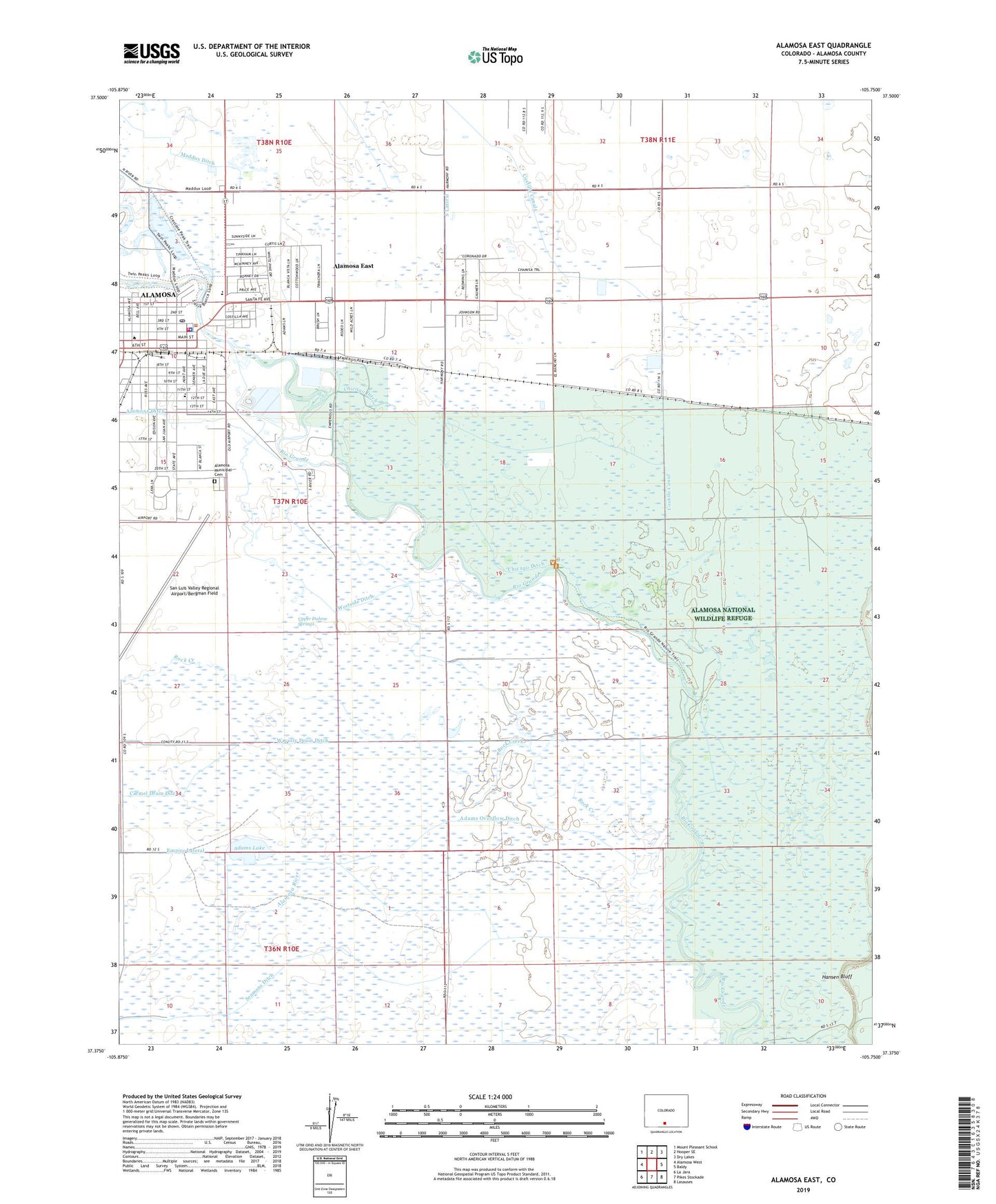 Alamosa East Colorado US Topo Map Image
