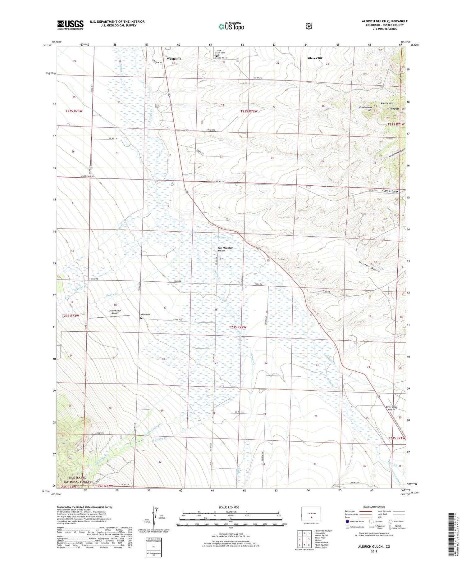 Aldrich Gulch Colorado US Topo Map Image