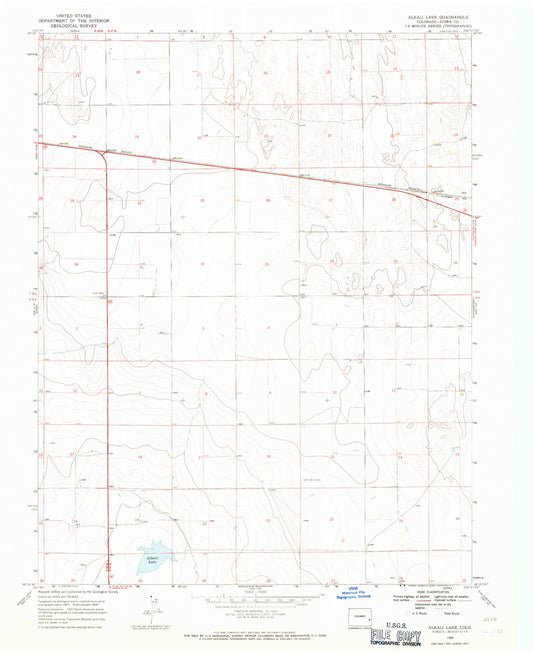 Classic USGS Alkali Lake Colorado 7.5'x7.5' Topo Map Image
