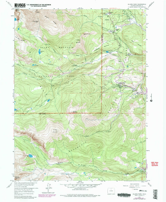 USGS Classic Allenspark Colorado 7.5'x7.5' Topo Map Image