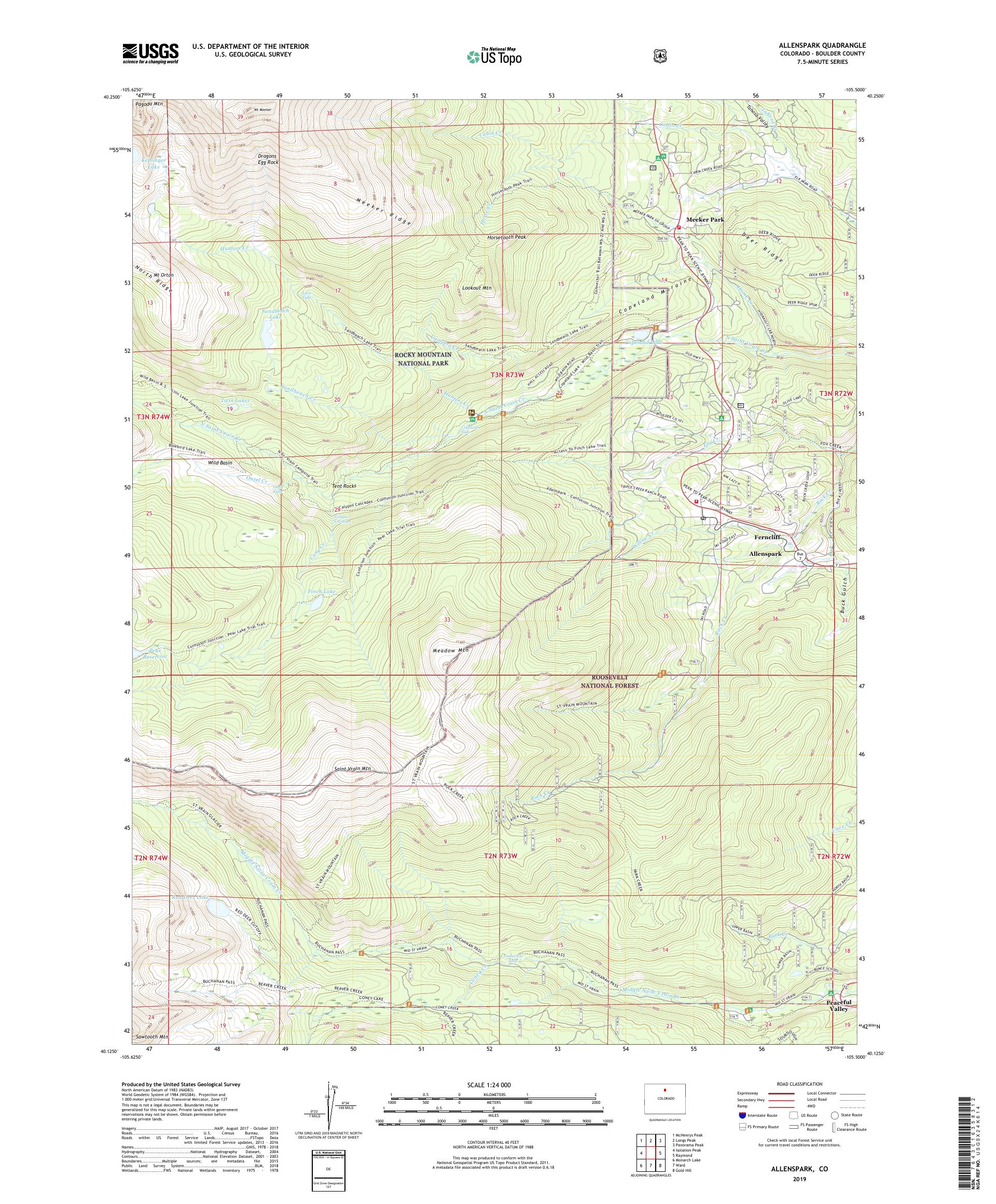 Allenspark Colorado US Topo Map MyTopo Map Store