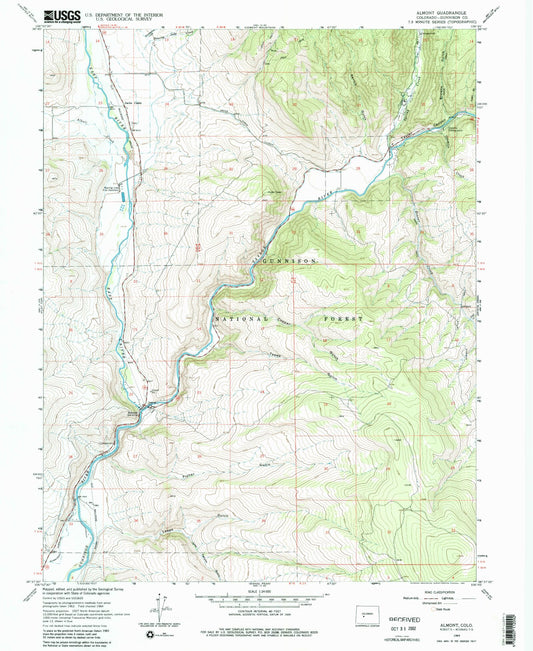 Classic USGS Almont Colorado 7.5'x7.5' Topo Map Image