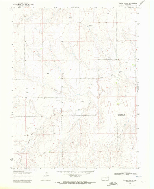 Classic USGS Alpine Ranch Colorado 7.5'x7.5' Topo Map Image