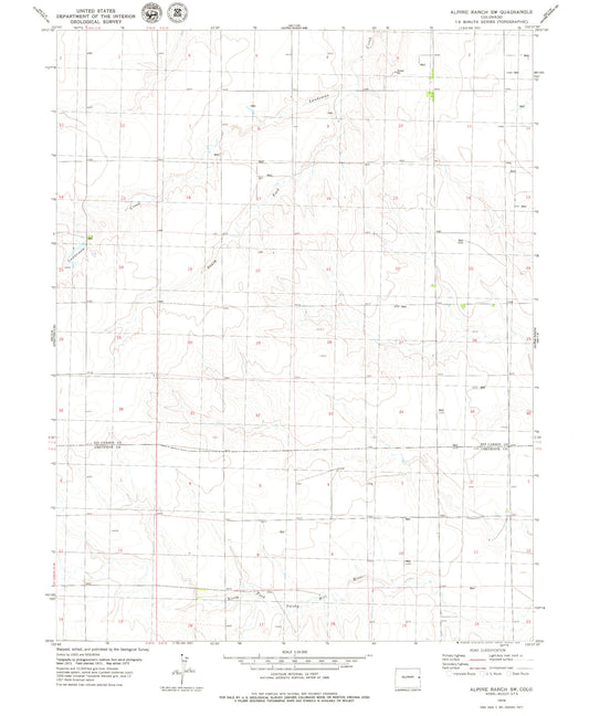 Classic USGS Alpine Ranch SW Colorado 7.5'x7.5' Topo Map Image