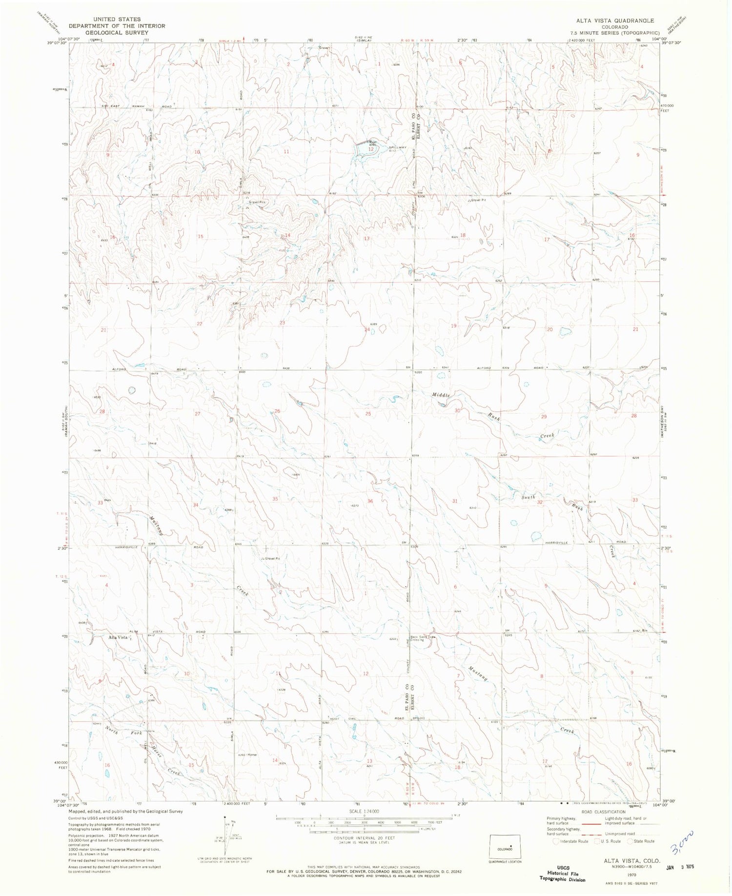 Classic USGS Alta Vista Colorado 7.5'x7.5' Topo Map Image