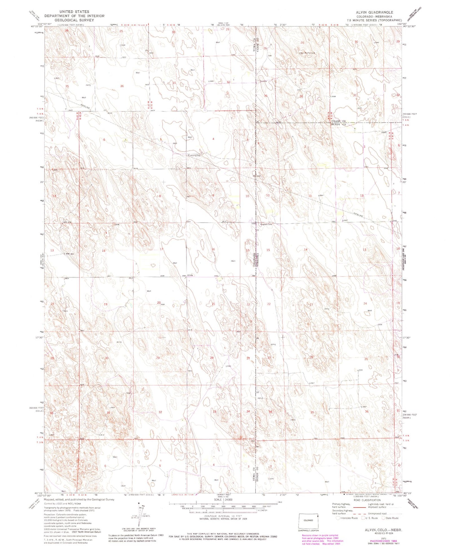 Classic USGS Alvin Colorado 7.5'x7.5' Topo Map Image