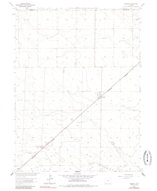 Classic USGS Amherst Colorado 7.5'x7.5' Topo Map Image
