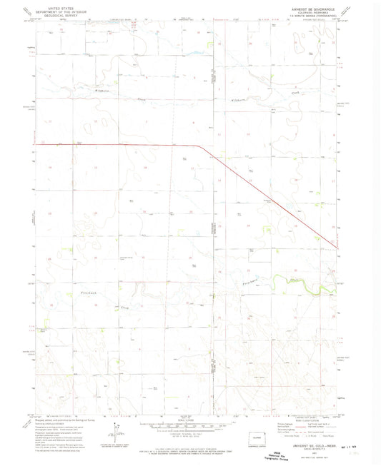 Classic USGS Amherst SE Colorado 7.5'x7.5' Topo Map Image