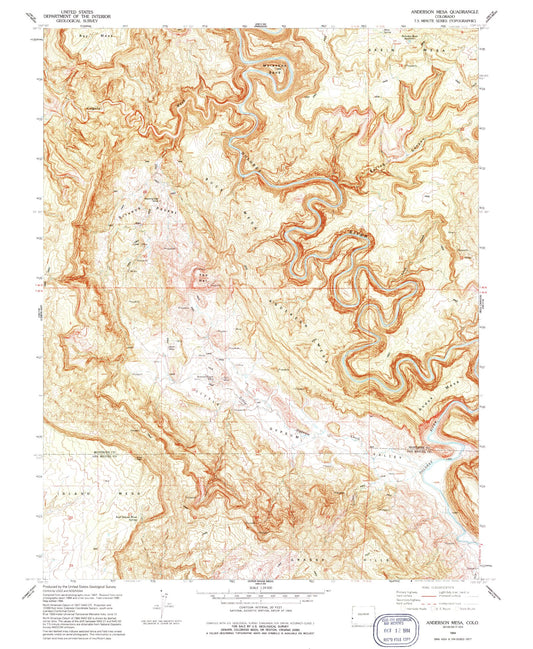 Classic USGS Anderson Mesa Colorado 7.5'x7.5' Topo Map Image