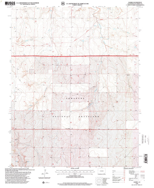 Classic USGS Andrix Colorado 7.5'x7.5' Topo Map Image