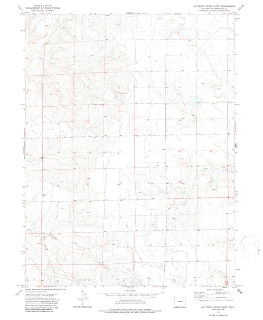 Classic USGS Antelope Creek East Colorado 7.5'x7.5' Topo Map Image