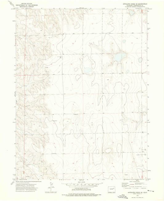 Classic USGS Antelope Creek SE Colorado 7.5'x7.5' Topo Map Image