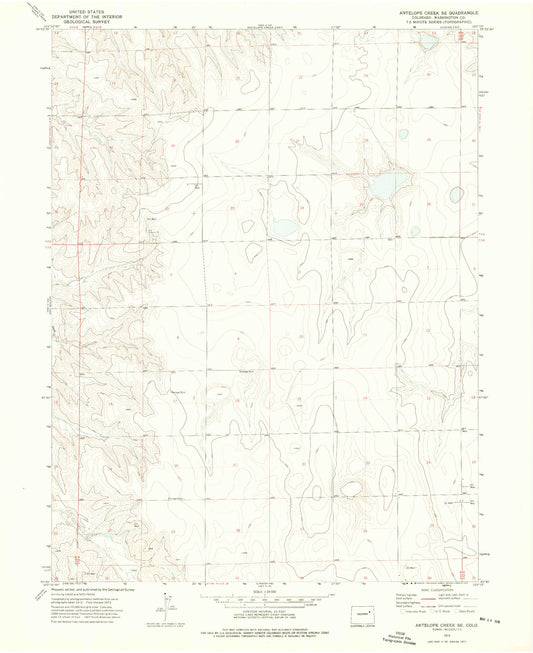 Classic USGS Antelope Creek SE Colorado 7.5'x7.5' Topo Map Image