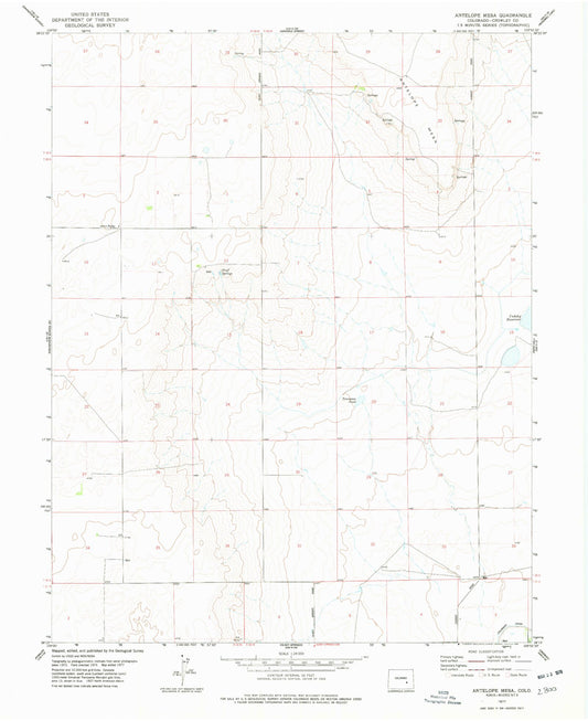 Classic USGS Antelope Mesa Colorado 7.5'x7.5' Topo Map Image