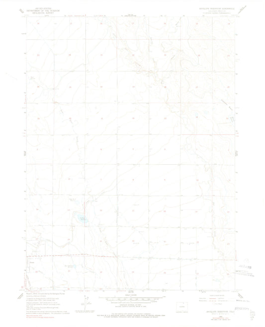 Classic USGS Antelope Reservoir Colorado 7.5'x7.5' Topo Map Image