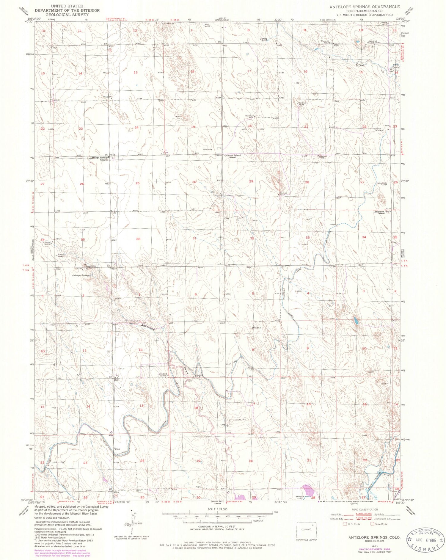 Classic USGS Antelope Springs Colorado 7.5'x7.5' Topo Map Image