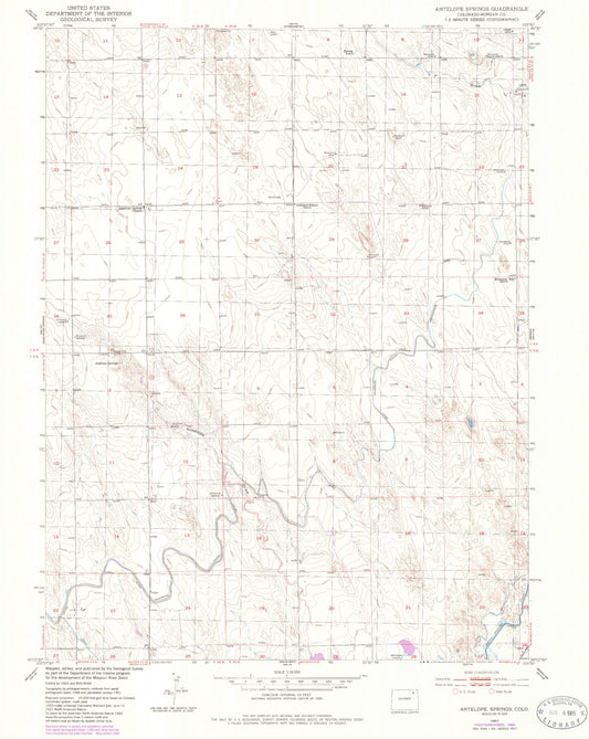 Classic USGS Antelope Springs Colorado 7.5'x7.5' Topo Map Image