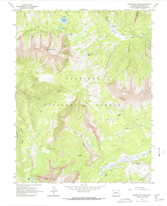 USGS Classic Anthracite Range Colorado 7.5'x7.5' Topo Map Image