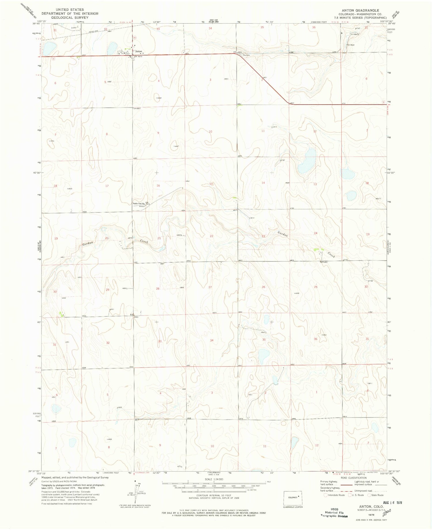 Classic USGS Anton Colorado 7.5'x7.5' Topo Map Image