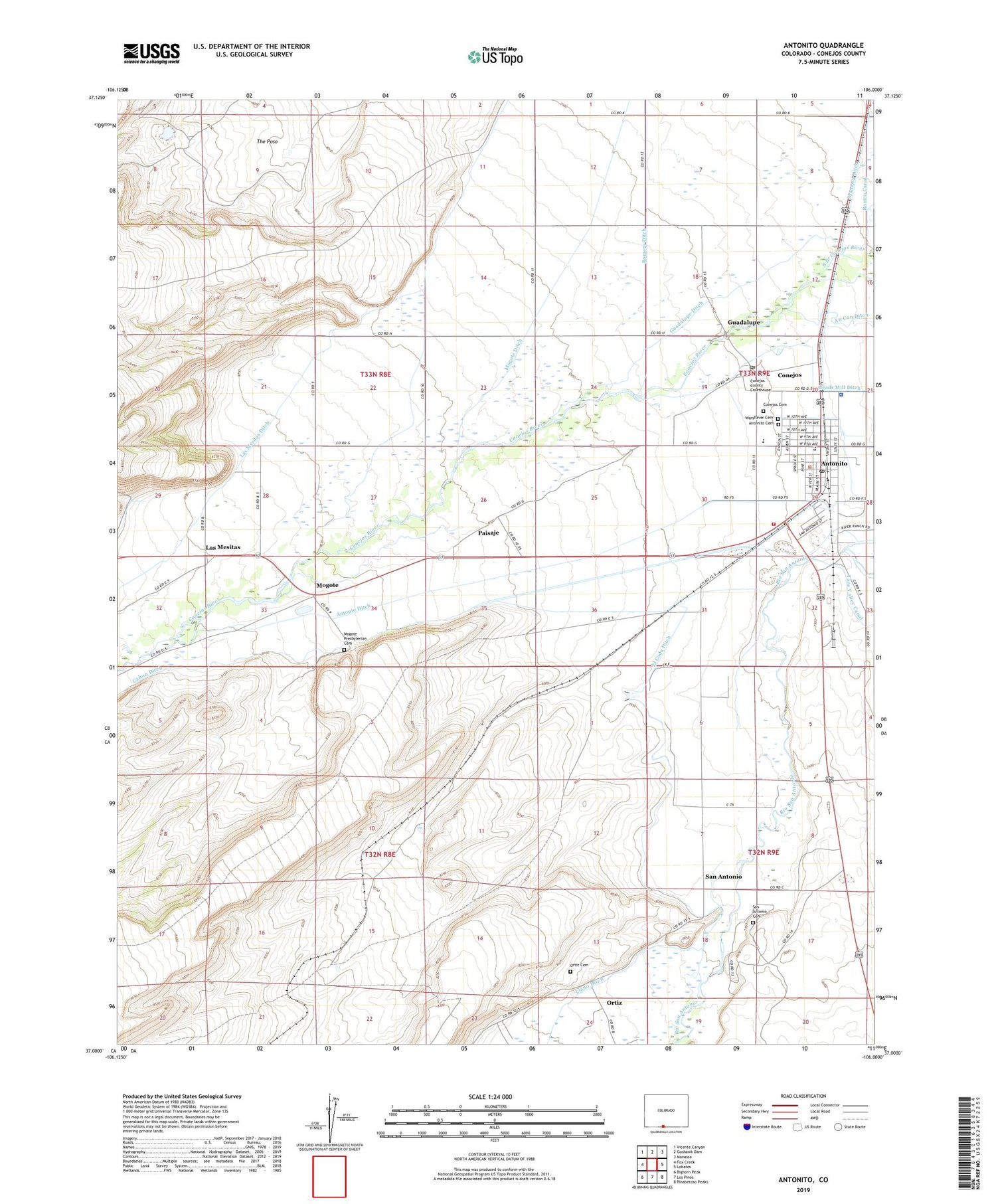 Antonito Colorado US Topo Map Image