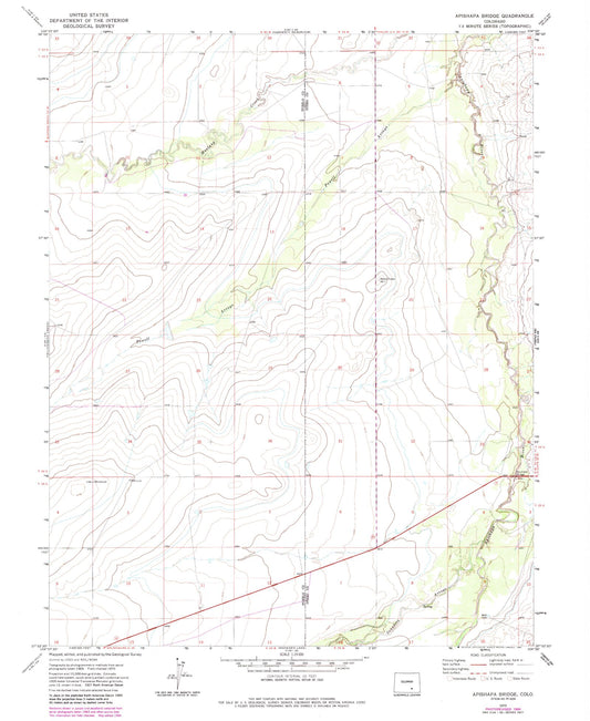 Classic USGS Apishapa Bridge Colorado 7.5'x7.5' Topo Map Image