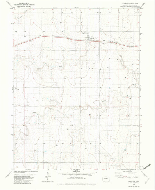 Classic USGS Arapahoe Colorado 7.5'x7.5' Topo Map Image