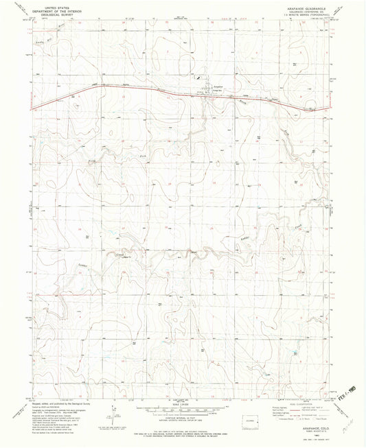 Classic USGS Arapahoe Colorado 7.5'x7.5' Topo Map Image