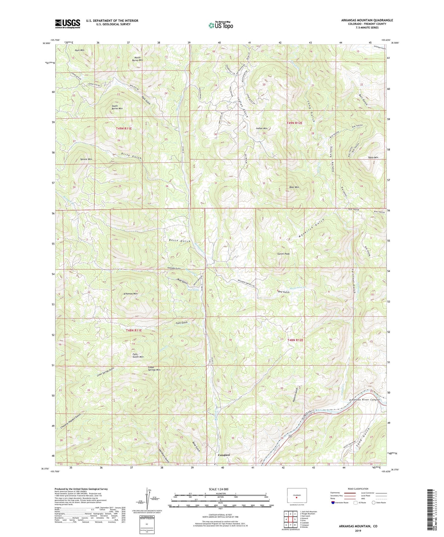 Arkansas Mountain Colorado US Topo Map Image