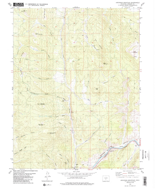 Classic USGS Arkansas Mountain Colorado 7.5'x7.5' Topo Map Image