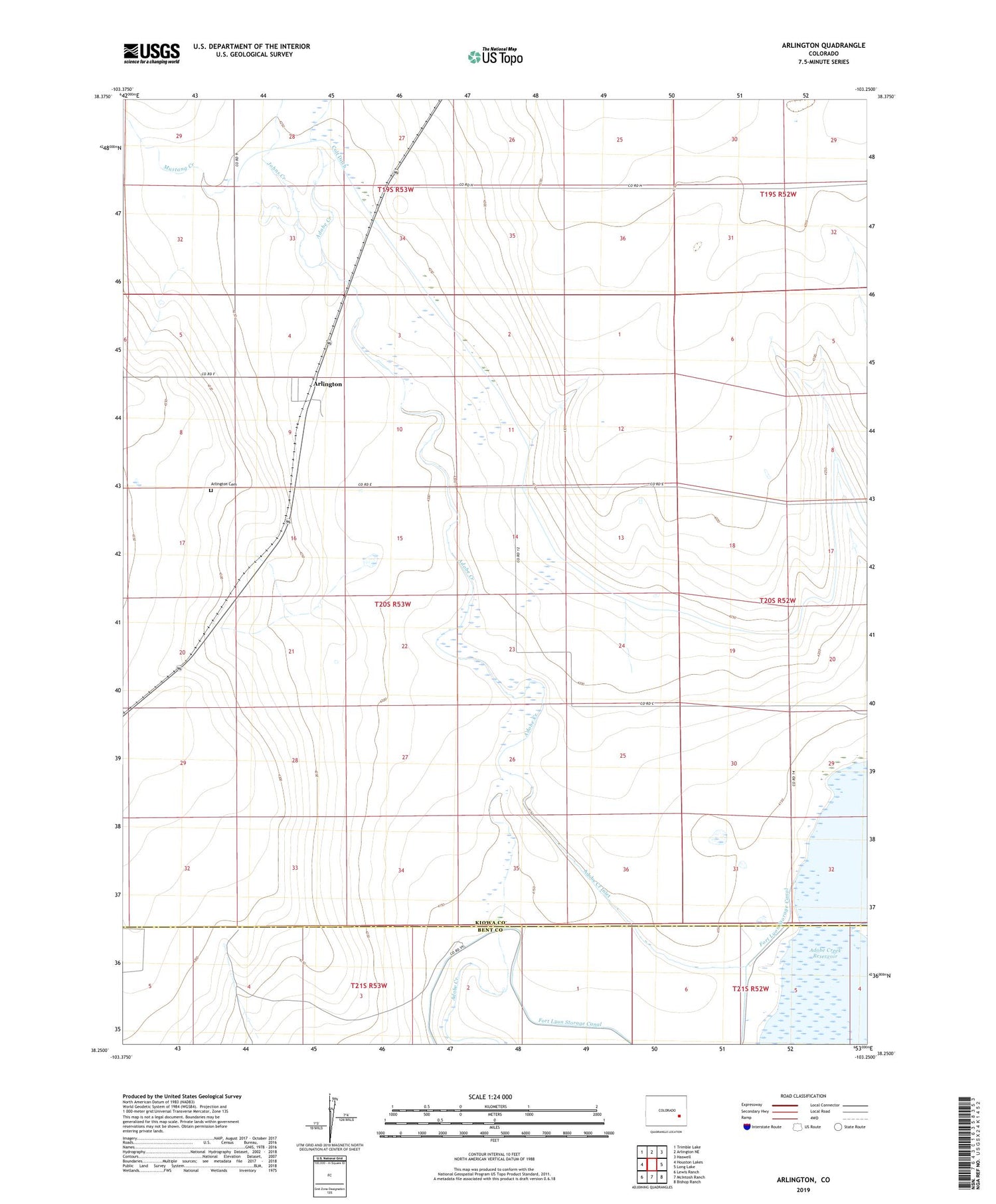 Arlington Colorado US Topo Map Image