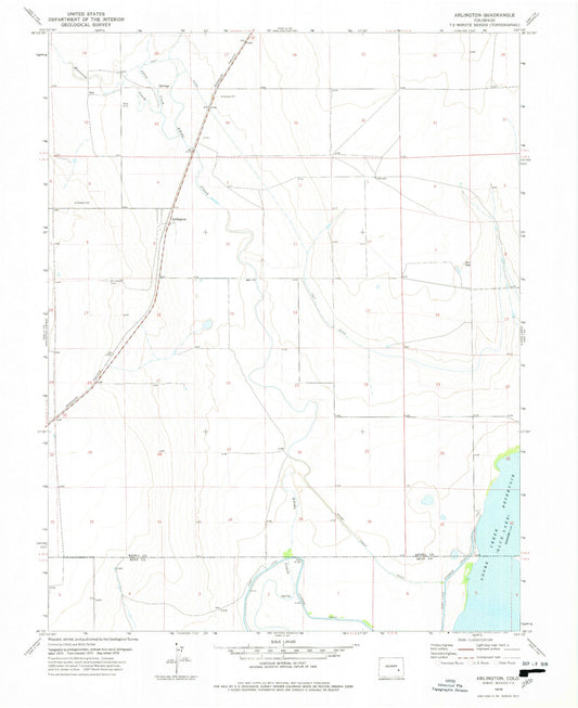 Classic USGS Arlington Colorado 7.5'x7.5' Topo Map Image
