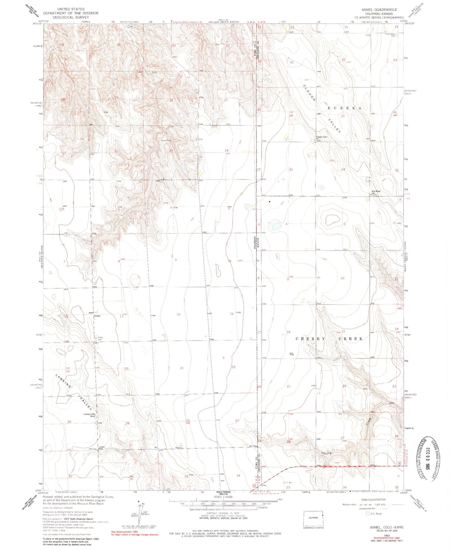 Classic USGS Armel Colorado 7.5'x7.5' Topo Map Image