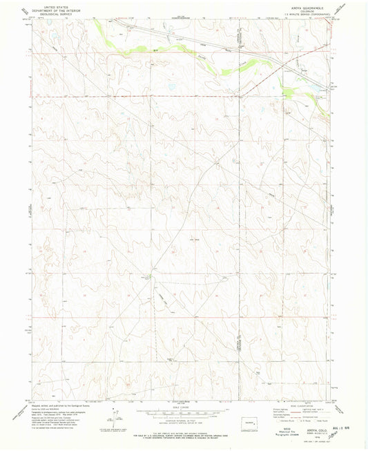Classic USGS Aroya Colorado 7.5'x7.5' Topo Map Image