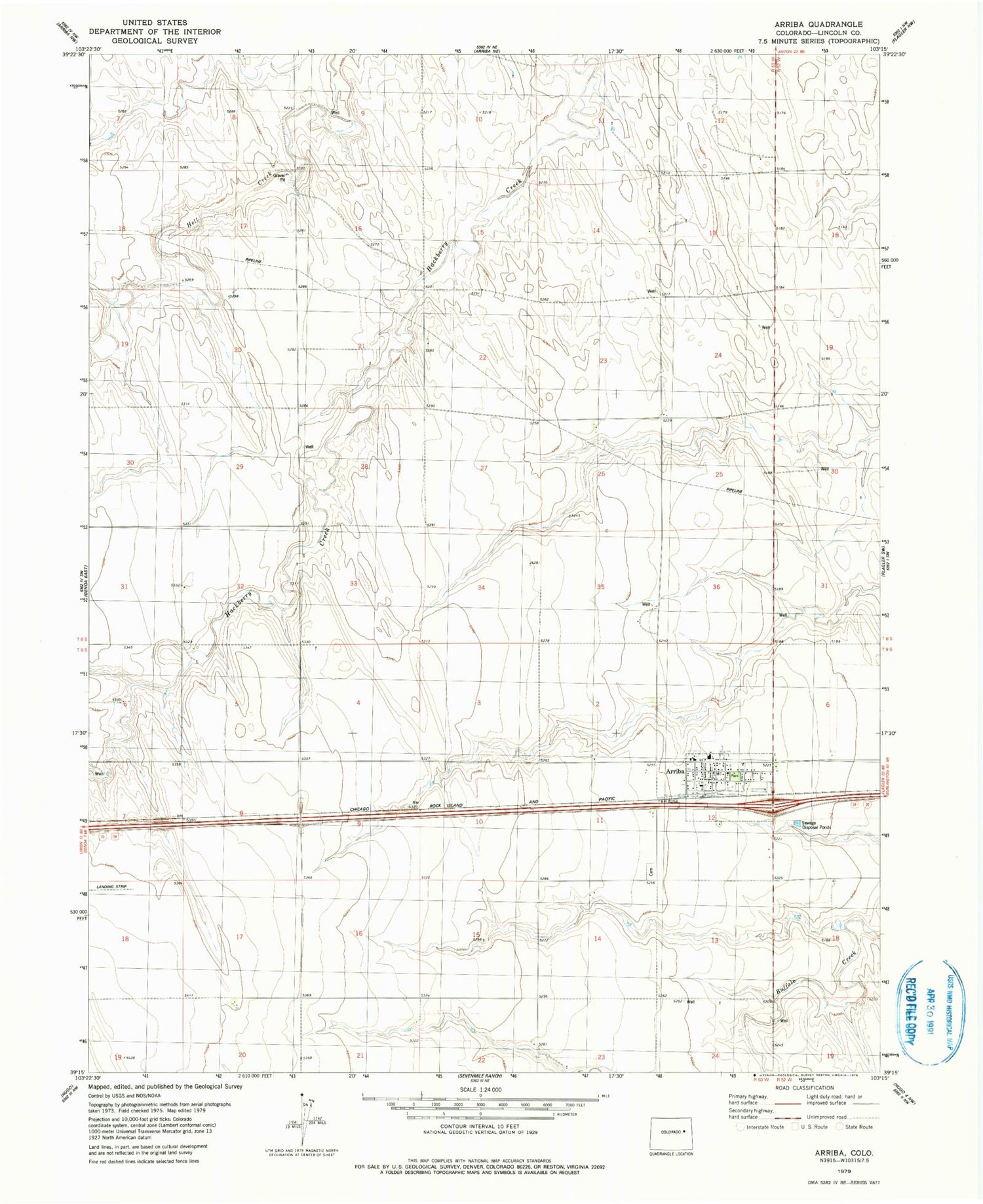 Classic USGS Arriba Colorado 7.5'x7.5' Topo Map Image