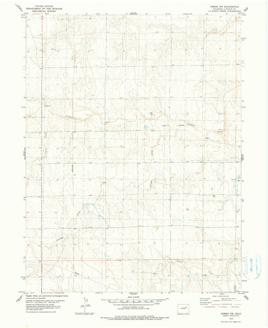 Classic USGS Arriba NW Colorado 7.5'x7.5' Topo Map Image