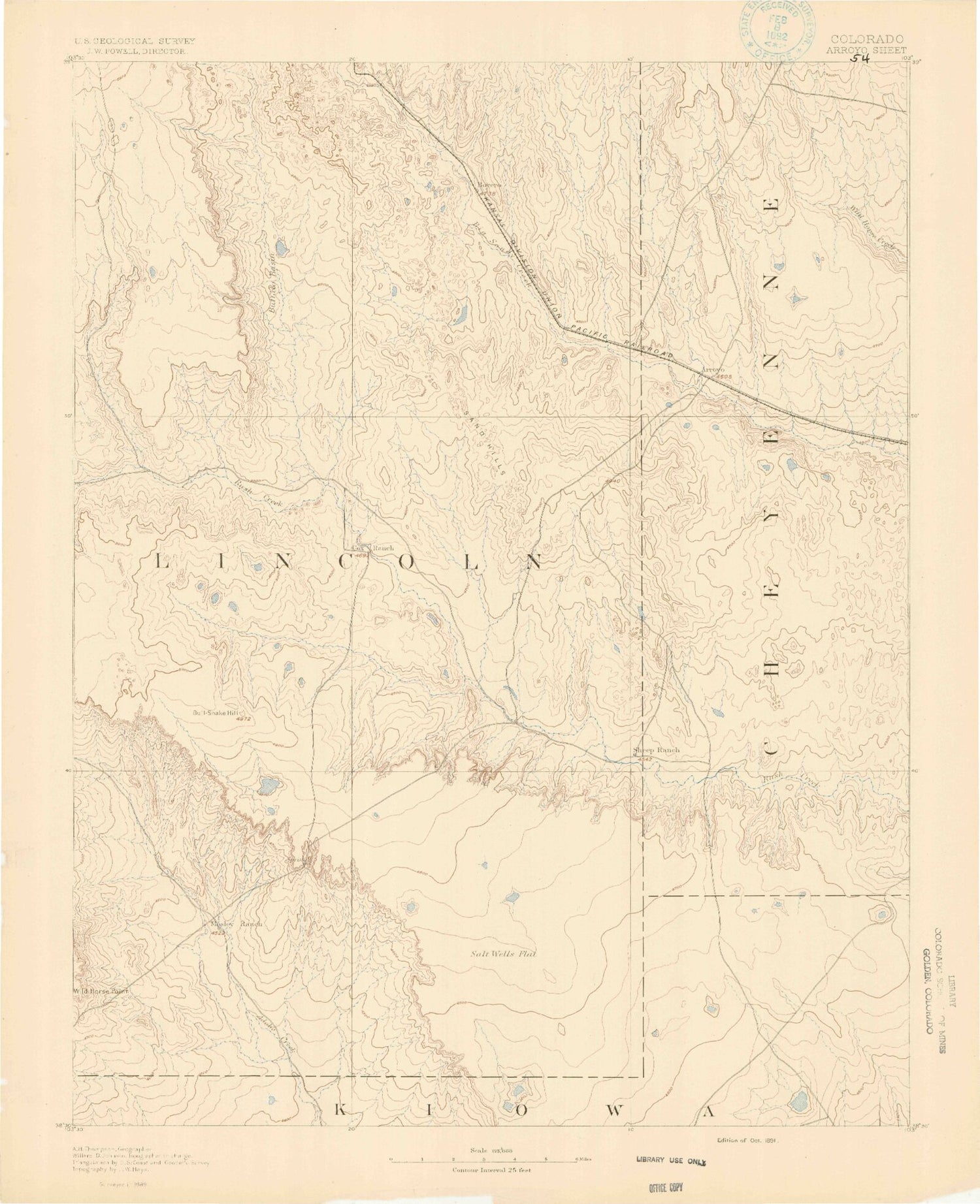 Historic 1891 Arroyo Colorado 30'x30' Topo Map Image