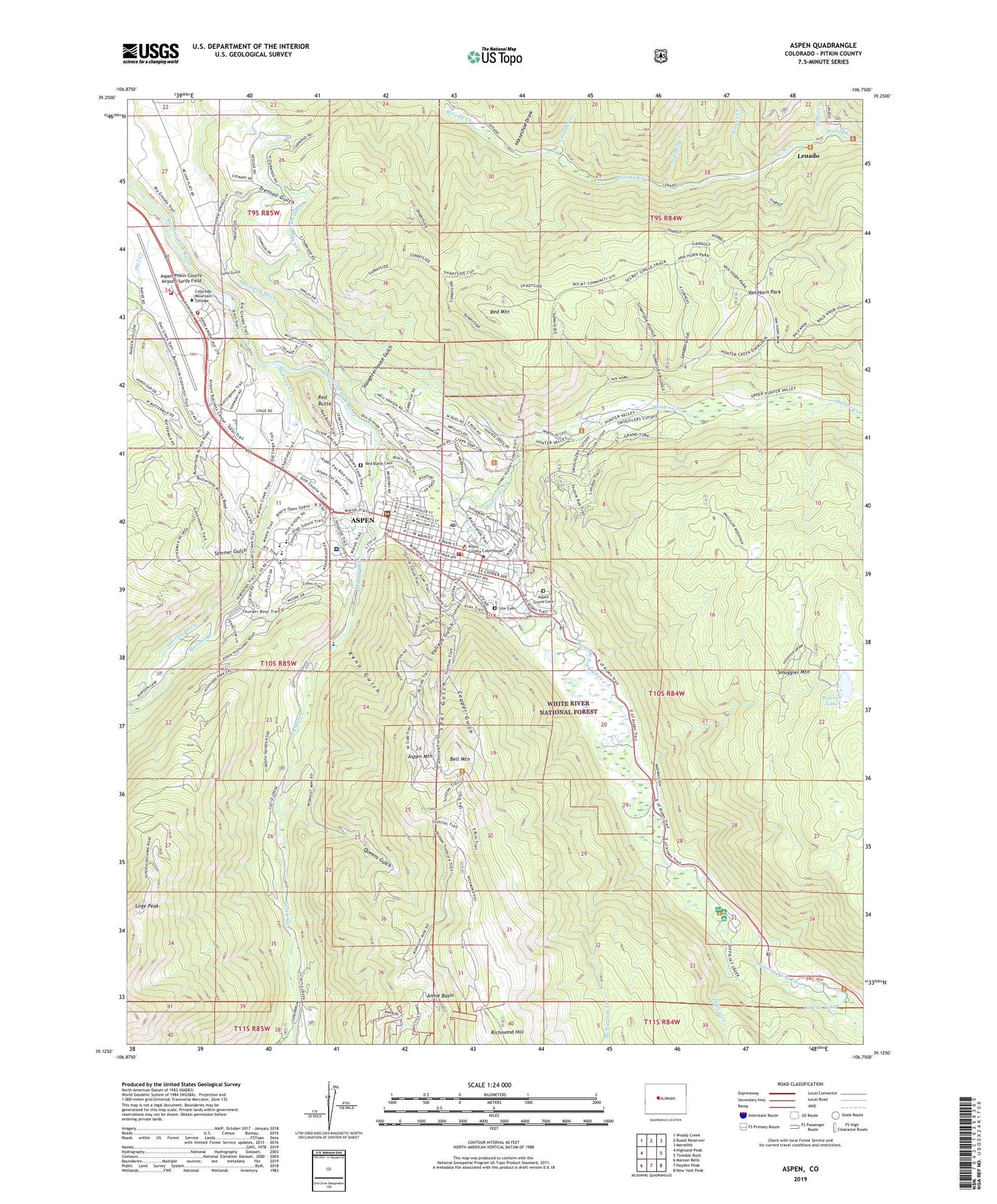 Aspen Colorado US Topo Map Image