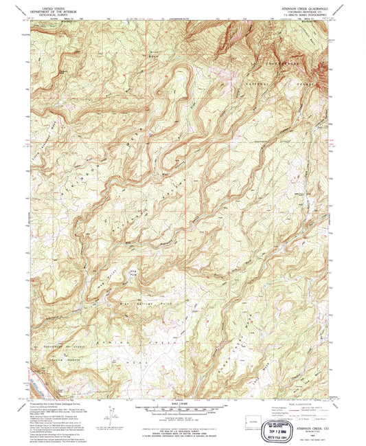 Classic USGS Atkinson Creek Colorado 7.5'x7.5' Topo Map Image