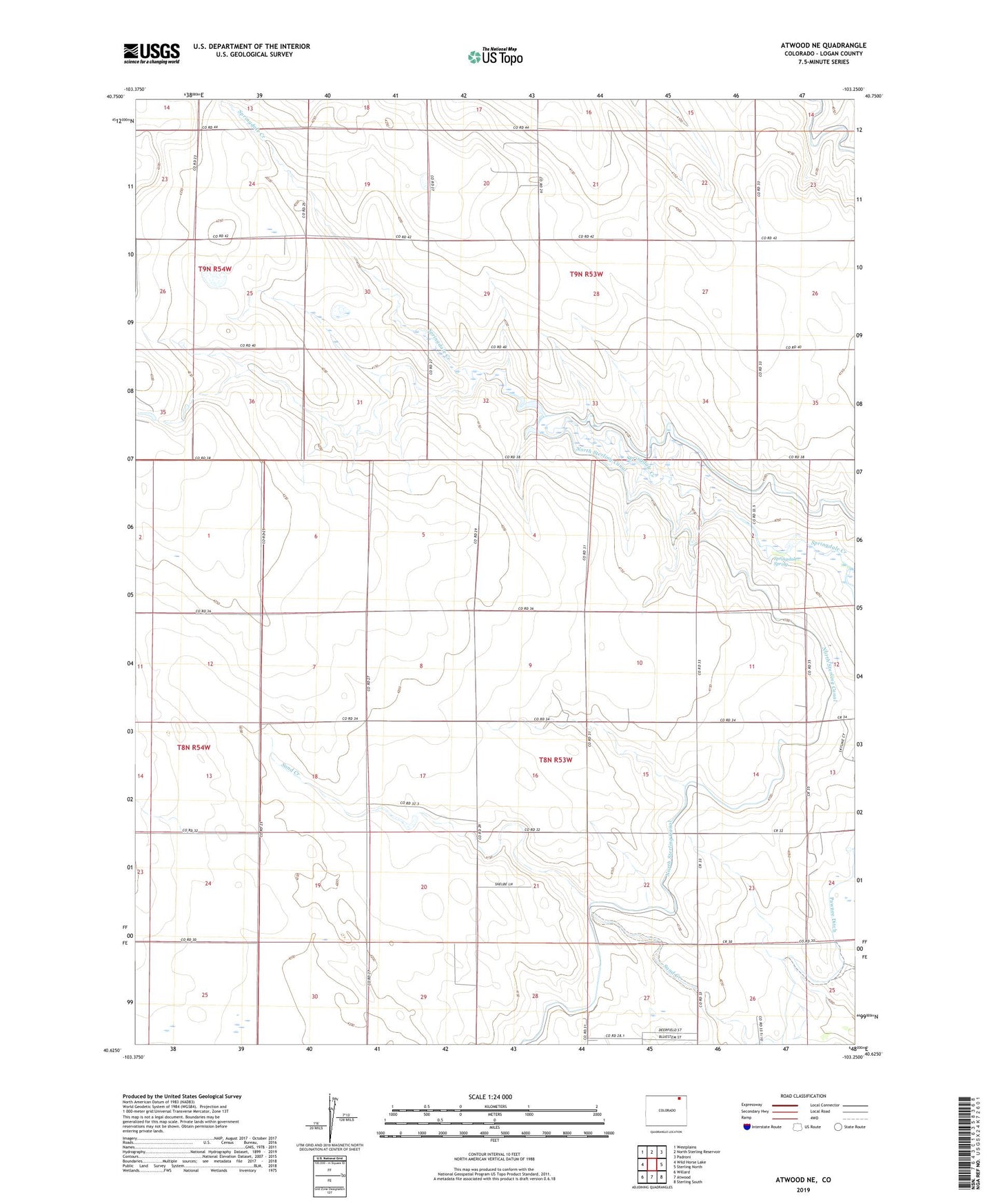 Atwood NE Colorado US Topo Map Image