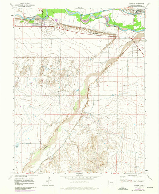 Classic USGS Avondale Colorado 7.5'x7.5' Topo Map Image