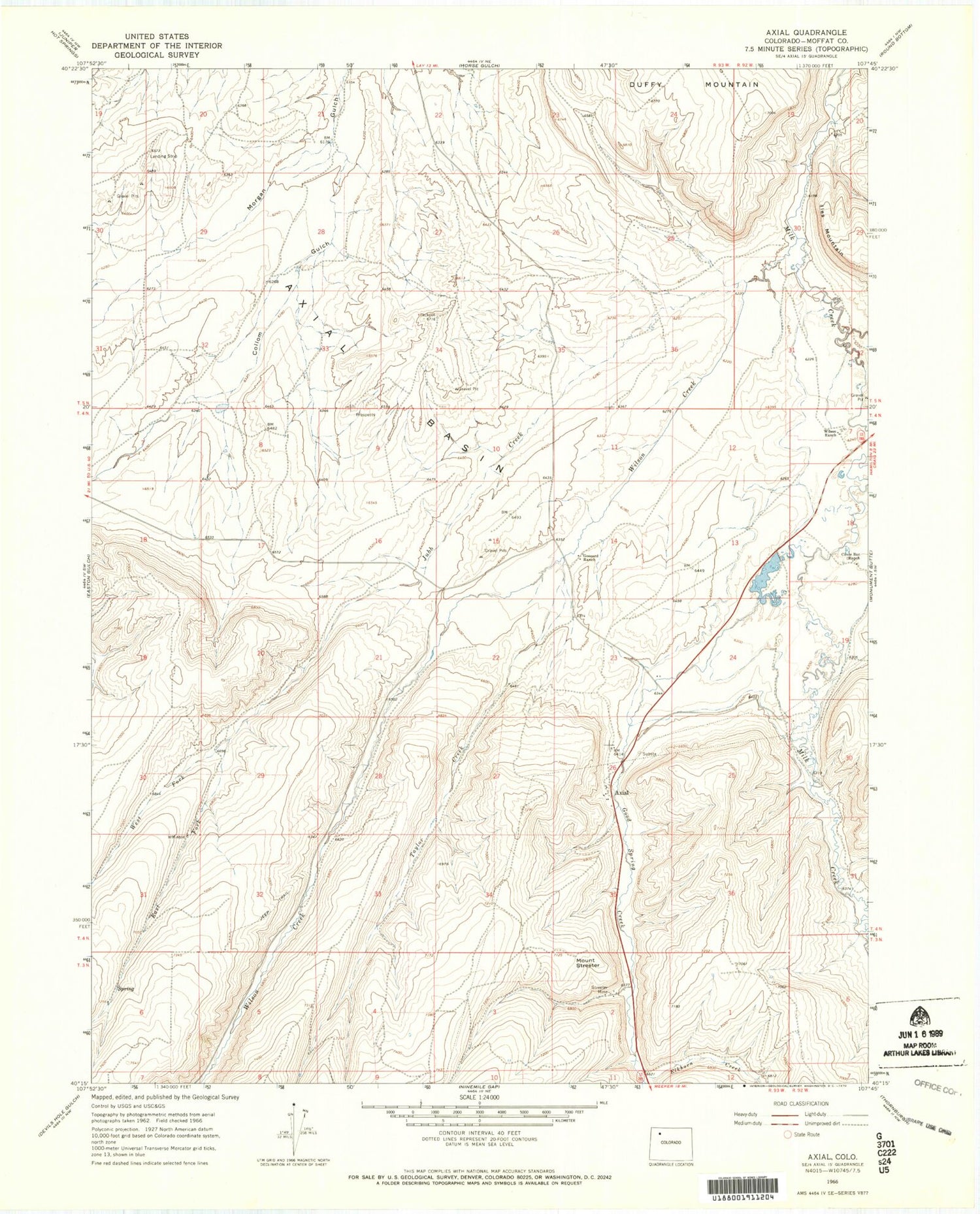 Classic USGS Axial Colorado 7.5'x7.5' Topo Map Image