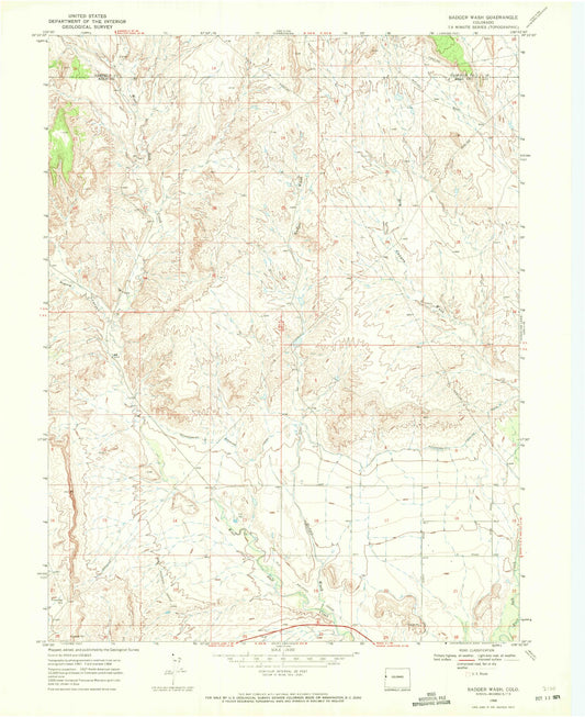 Classic USGS Badger Wash Colorado 7.5'x7.5' Topo Map Image