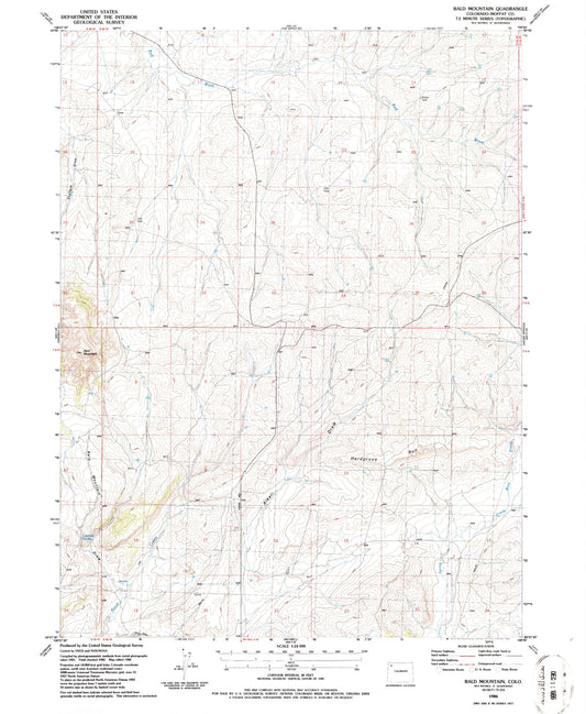 Classic USGS Bald Mountain Colorado 7.5'x7.5' Topo Map Image
