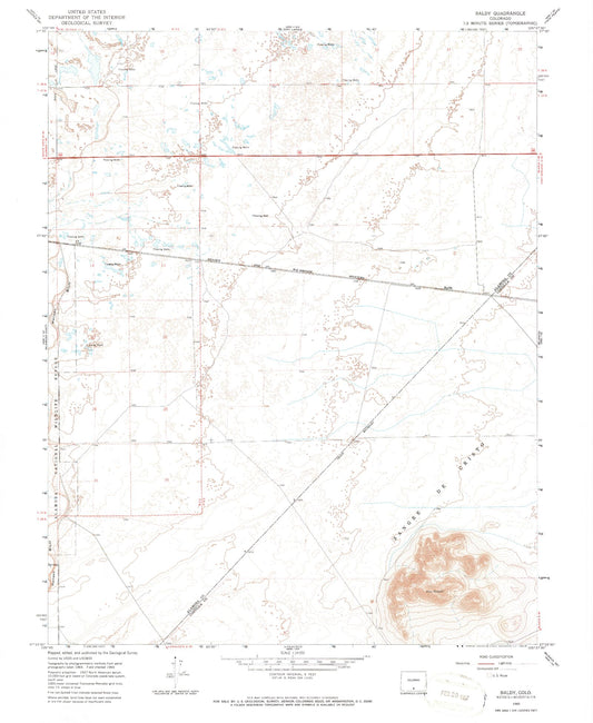 Classic USGS Baldy Colorado 7.5'x7.5' Topo Map Image